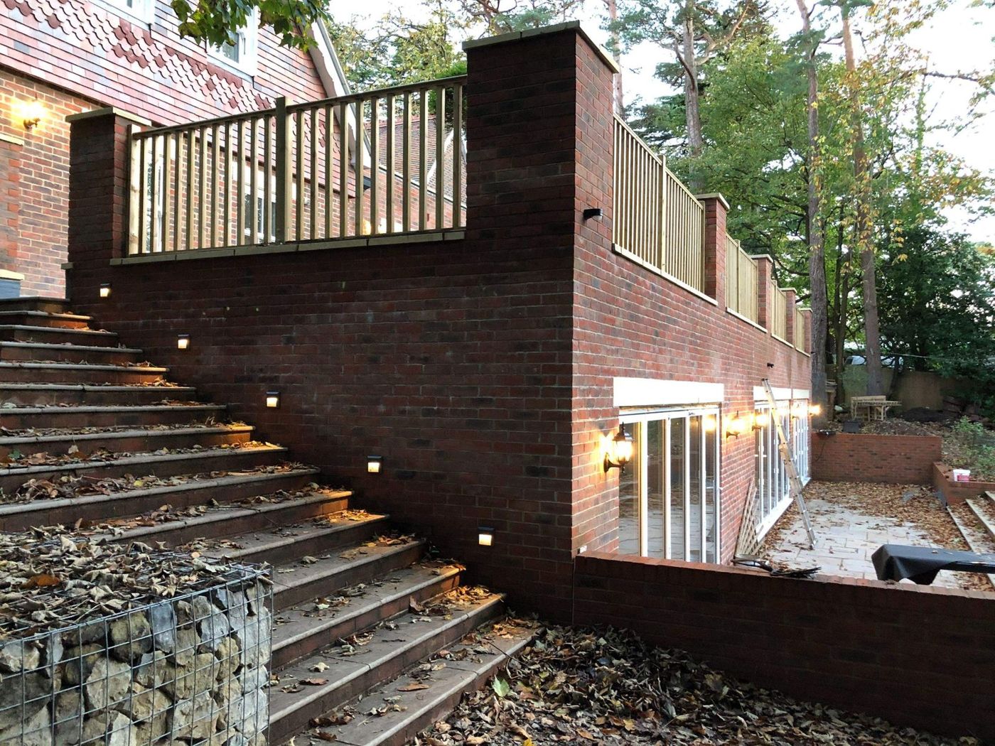 Terraced garden steps with low-level lighting